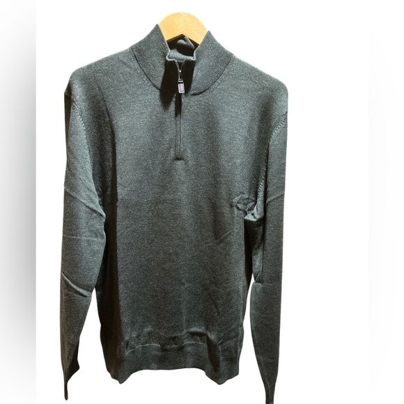 Jos A Bank Merino Wool 1/4 Zip Pullover Sweater Traveler Hunter Green XL - Picture 4 of 4